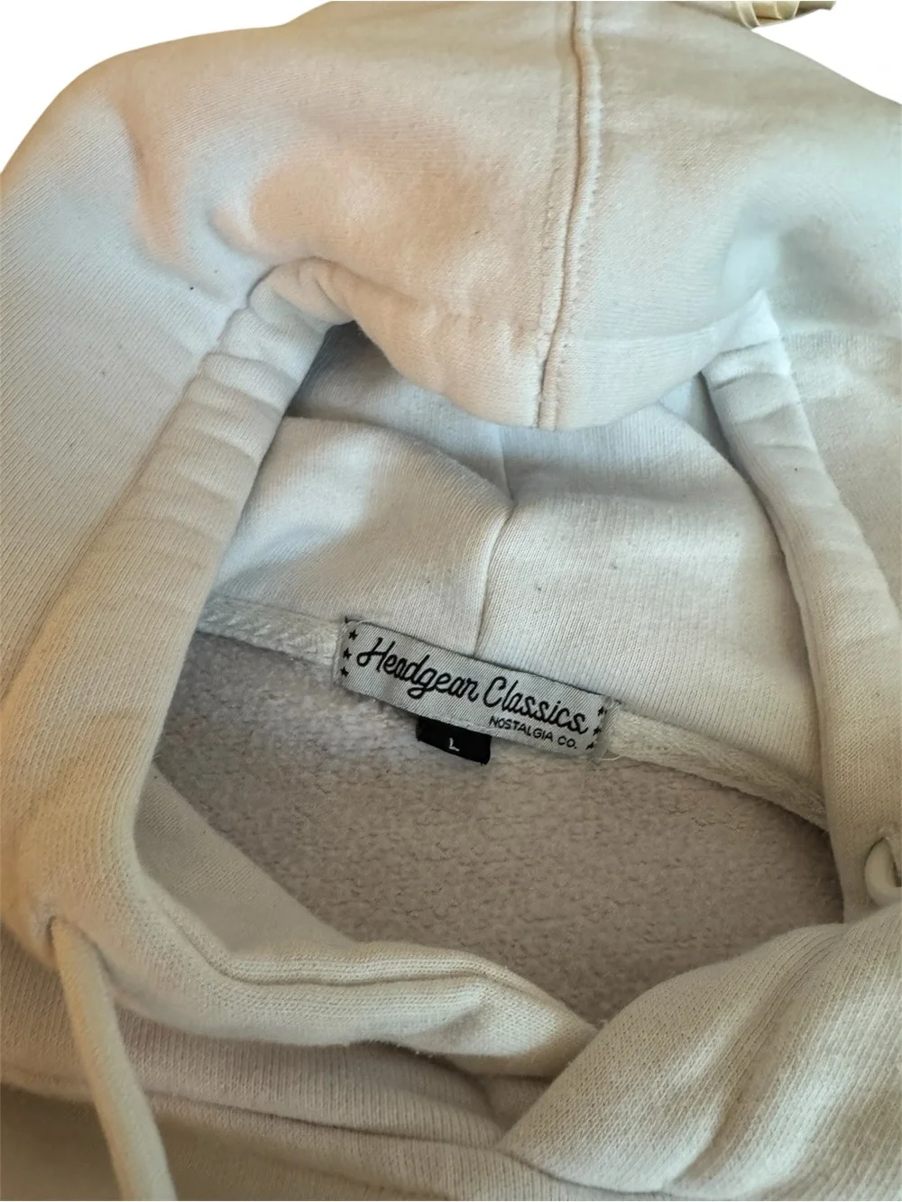 PLAYBOY Cream Hoodie with Black Graphic and Yellow Globe
